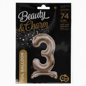 Balon gumowy Godan Beauty&Charm cyfra stojąca srebrna Srebrny 30cal (BC-ASS3)