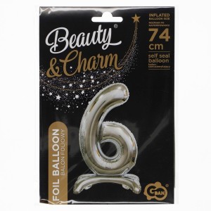Balon gumowy Godan Beauty&Charm cyfra stojąca srebrna srebrny 30cal (BC-ASS6)