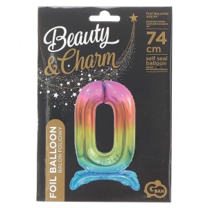 Balon gumowy Godan Beauty&Charm cyfra stojąca tęczowa tęczowa 750mm 30cal (BC-ASTO)