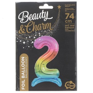 Balon gumowy Godan Beauty&Charm cyfra stojąca tęczowa tęczowa 750mm 30cal (BC-AST2)