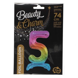 Balon gumowy Godan Beauty&Charm cyfra stojąca tęczowa tęczowy 30cal (BC-AST5)