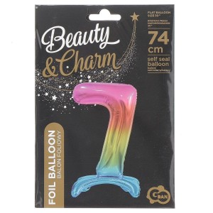 Balon gumowy Godan Beauty&Charm cyfra stojąca tęczowa tęczowa 750mm 30cal (BC-AST7)