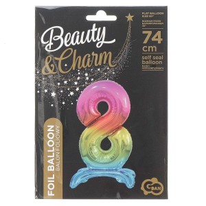 Balon gumowy Godan Beauty&Charm cyfra stojąca tęczowa kolorowa 750mm 30cal (BC-AST8)