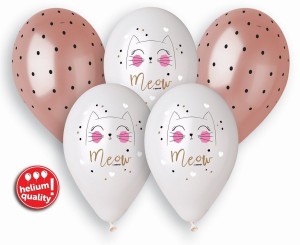 Balon gumowy Godan kotek 13 cal, 5 sztuk pastelowy 5 szt mix 330mm 13cal (GMS120/KOT)