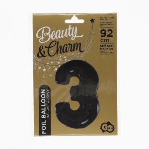 Balon foliowy Godan cyfra 3 CZARNA 45cal (FG-C85CZ3)