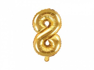 Balon foliowy Partydeco cyfra 8 złota 14cal (FB10M-8-019)
