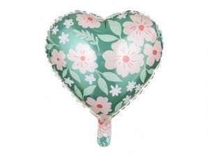 Balon foliowy Partydeco serce w kwiaty 18cal 