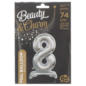 Balon gumowy Godan Beauty&Charm cyfra stojąca srebrna srebrna 750mm 30cal (BC-ASS8)