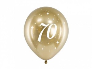 Balon gumowy Partydeco Glossy 70 urodziny złoty 300mm (CHB14-1-70-019-6)