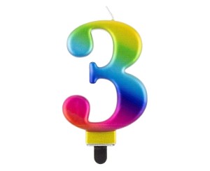 Świeczka urodzinowa Godan cyferka 3, tęczowa 8 cm (PF-SCG3)