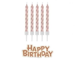 Świeczka urodzinowa Godan Happy Birthday metaliczne różowo-złote 16 sztuk (SF-SUHB)