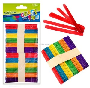 Kolorowe drewniane patyczki Craft Fun 100 sztuk (291068)