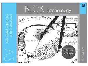 Blok techniczny Interdruk A3 biały 240g 10k [mm:] 297x420 (BLTA3PRE)