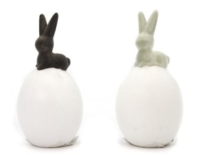 Ozdoba wielkanocna aksamitne jajko z zającem 15cm One Dollar (358768)