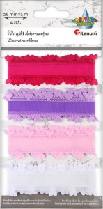 Wstążka Titanum Craft-Fun Series falbanka z sercami 4 kolory 26mm mix 1m (BR231745)