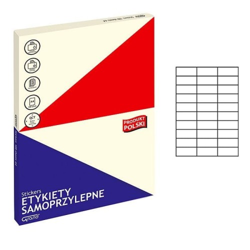 Etykieta samoprzylepna A4 biały [mm:] 70x29,7 Grand (009)