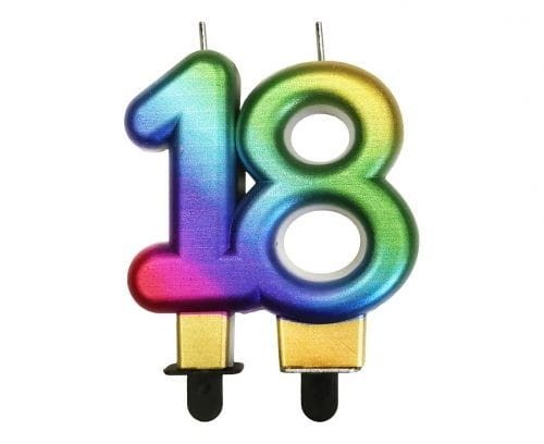 Świeczka urodzinowa Godan cyfra 18 urodziny, galaxy tęczowa 7,5 cm (SF-S18G)