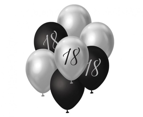 Balon gumowy Godan Beauty&amp;Charm srebrno-czarny numer 18, 7 szt. 12cal (BB-18S7)