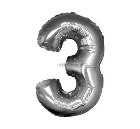 Balon foliowy Godan cyfra 3 srebrny 35 cm (FG-C35S3)