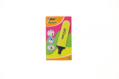 Zakreślacz Bic FLAT HIGHLIGHTER 12 szt 3086123742864, żółty (517962  neon żółty)