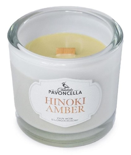 Świeczka ozdobna Pavoncella Classico Hinoki Amber biała 170g (5905711530509)