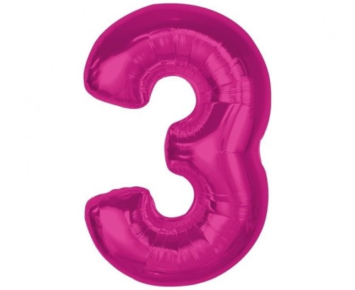 Balon foliowy Godan Smart cyfra 3, różowa, 92 cm (CH-S9R3)