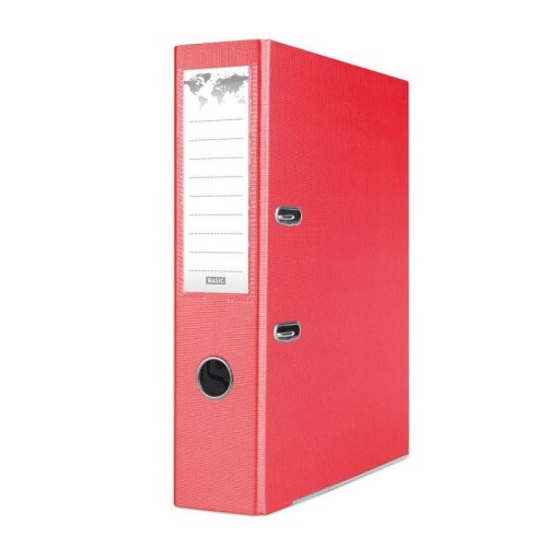 Segregator dźwigniowy Basic z szyną A4 75mm czerwony (21024221-04)