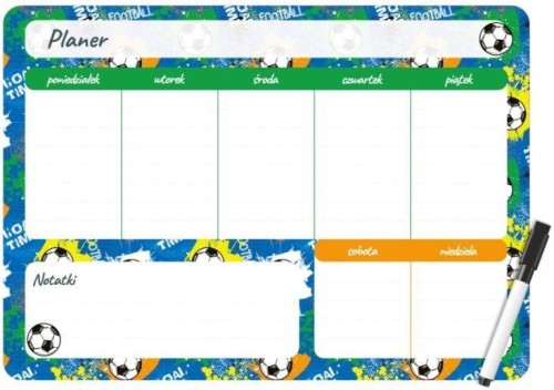 Podkład na biurko Biurfol FOOTBALL PLANER MAGNETYCZNY TYGODNIOWY mix PVC PCW [mm:] 350x250 (PM-02-34)