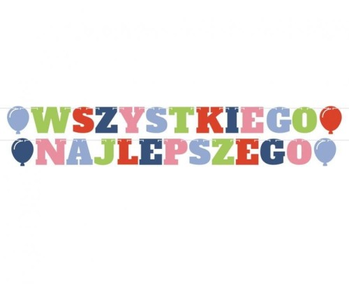 Girlanda Godan Wszystkiego Najlepszego, 4 baloniki, 2x300 cm (PF-GWN4)