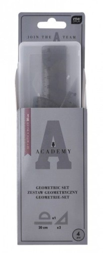 Komplet geometryczny Academy z linijką 20 cm 4 el. Academy