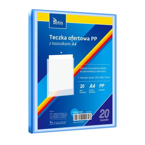Teczka plastikowa niebieska A4  20 koszulek 5903242104817 A4 niebieski Tetis (BT630-N20)