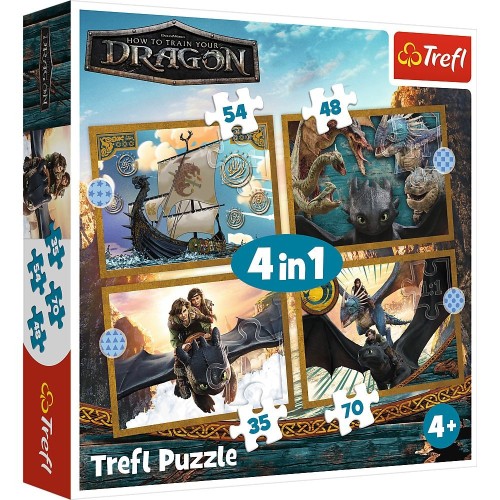 Puzzle Jak Wytresowac Smoka Podróże 4w1 el. Trefl (34678)