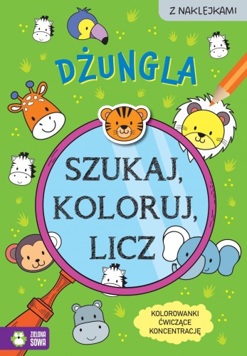 Książka dla dzieci Szukaj, koloruj i licz. Dżungla Aksjomat