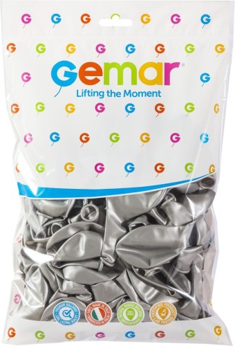 Balon gumowy metalizowany srebrna 300mm 12cal (GM110/sr/38)