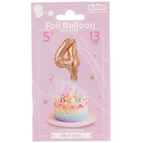 Balon foliowy różowo-złoty 13 cm cyfra 4 Godan (BC-5RZ4)
