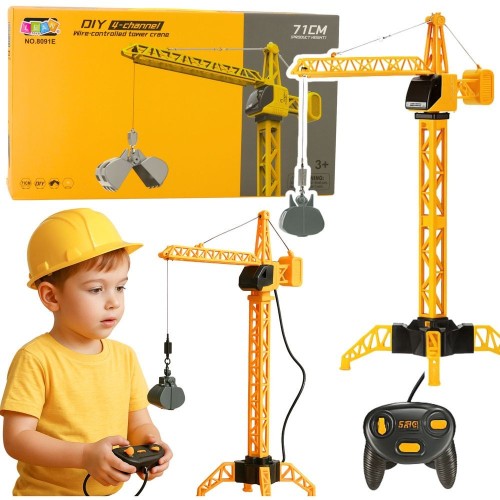 Dźwig Żuraw Budowlany Zdalnie Sterowany RC Przewodowy Obrót 360° 71 cm Lean (27877)