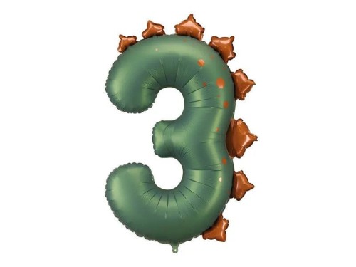 Balon foliowy Cyfra 3 dinozaur, 92 cm Partydeco (FB315-3)
