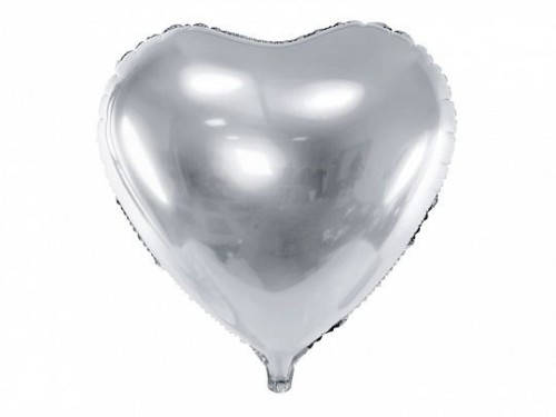 Balon foliowy Serce, 61cm, srebrne 24cal Partydeco (FB23M-018)