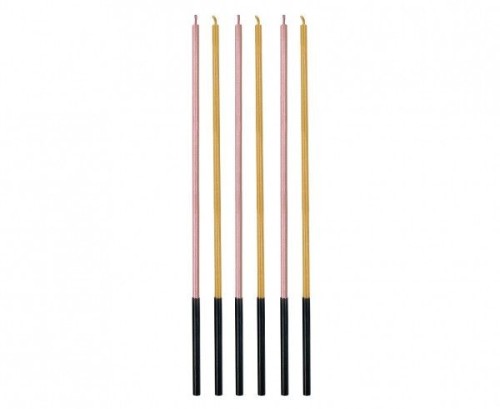 Świeczka urodzinowa metaliczne, róż/złoty, 3x3x170mm, 6szt cm Godan (7C-SMRZ)