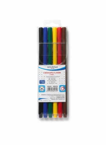 Cienkopis wkład mix 0,4mm 6kol. Starpak (580594)