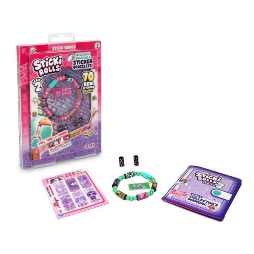 Bransoletka Sticki Rolls Series 2, opaska z naklejkami do noszenia i dzielenia się, 70 mini naklejek, różne kolory i style Orbico Sp. Z O.o. (SR102CDU