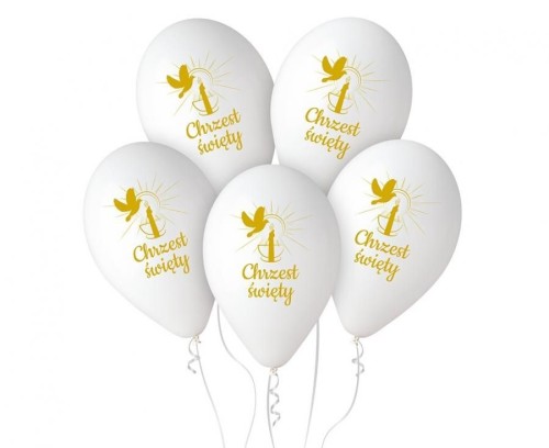 Balon gumowy Chrzest Św. (świeca) biała Godan (GS120/CHS)