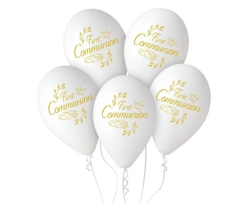 Balon gumowy first communion, 5szt. biały 13cal Godan (GS120/FC)