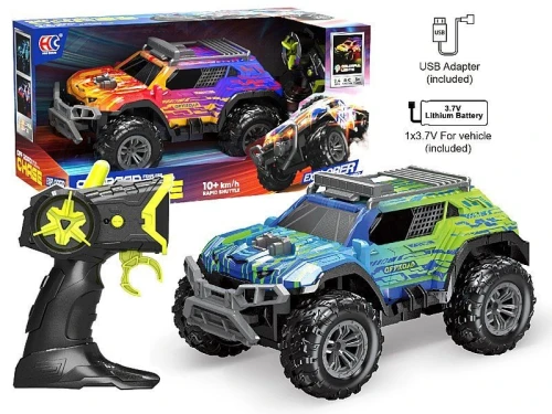 Samochód terenowe na radio, 10 km/h, kolorowe światła, kabel USB i bateria litowa Adar (631670)