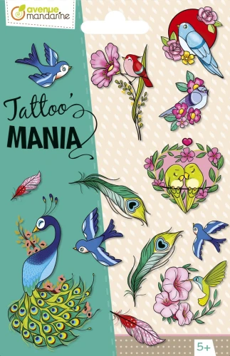 Tatuaż zmywalne ptaki Avenue Mandarine (1091)