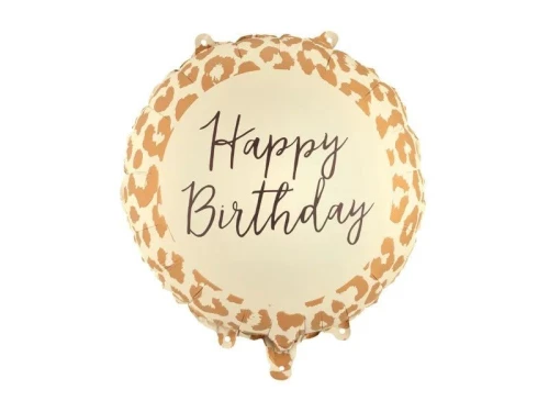 Balon foliowy pastylka Happy Birthday w cętki, 18cal Partydeco (FB393)