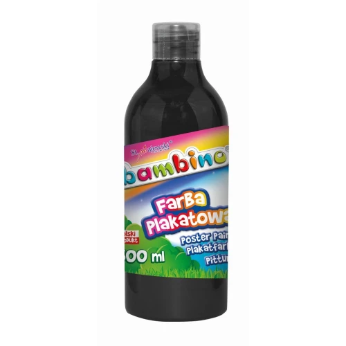 Farby plakatowe Bambino w butelce 500 ml kolor: czarny 500ml 1 kolor. Bambino (czarna)