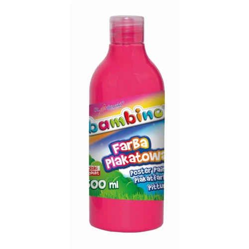 Farby plakatowe Bambino w butelce 500 ml kolor: różowy 500ml 1 kolor. Bambino (różowa)
