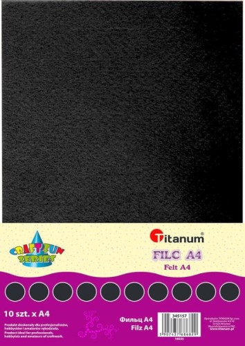 Filc Titanum Craft-Fun Series A4 kolor: czarny 10 ark. (030)