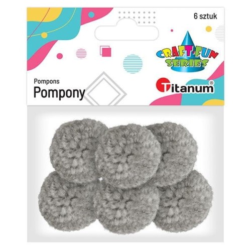 Pompony Titanum Craft-Fun Series pastelowe szary jasny 6 szt (DIY19308)